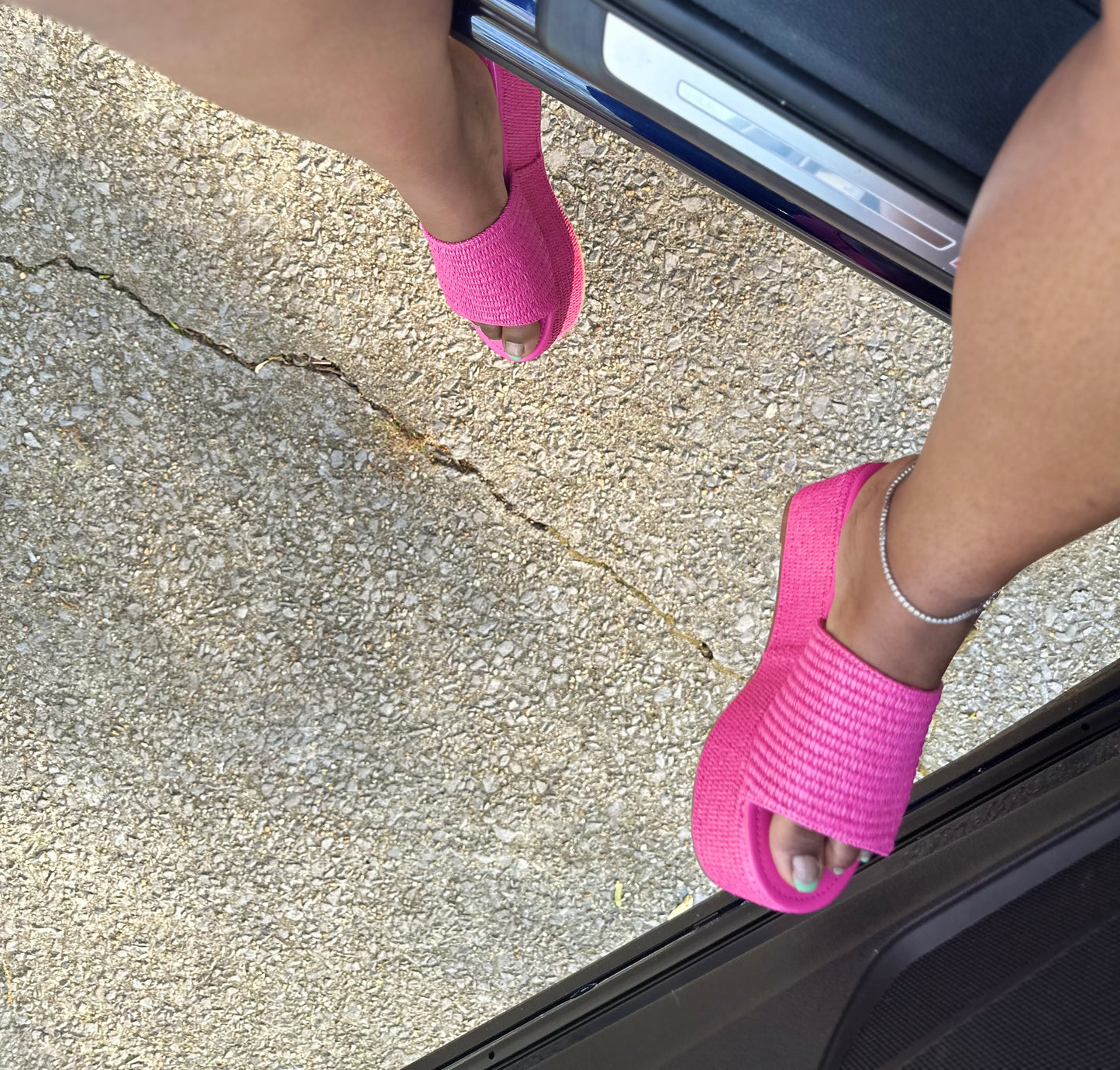 Bria Platform Sandals (Pink Raffia)