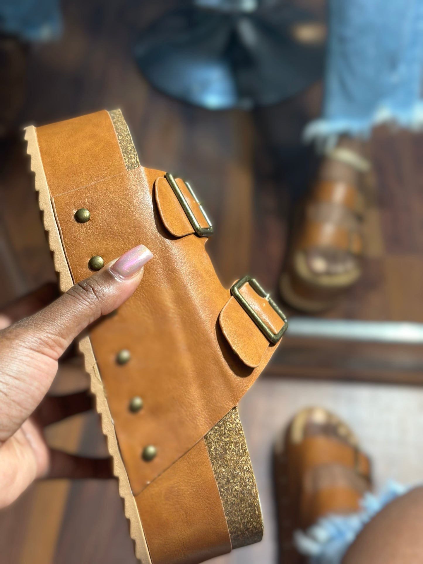 Brandi Platform Sandals (Tan/Brick)