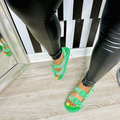 Studded Green Sandals