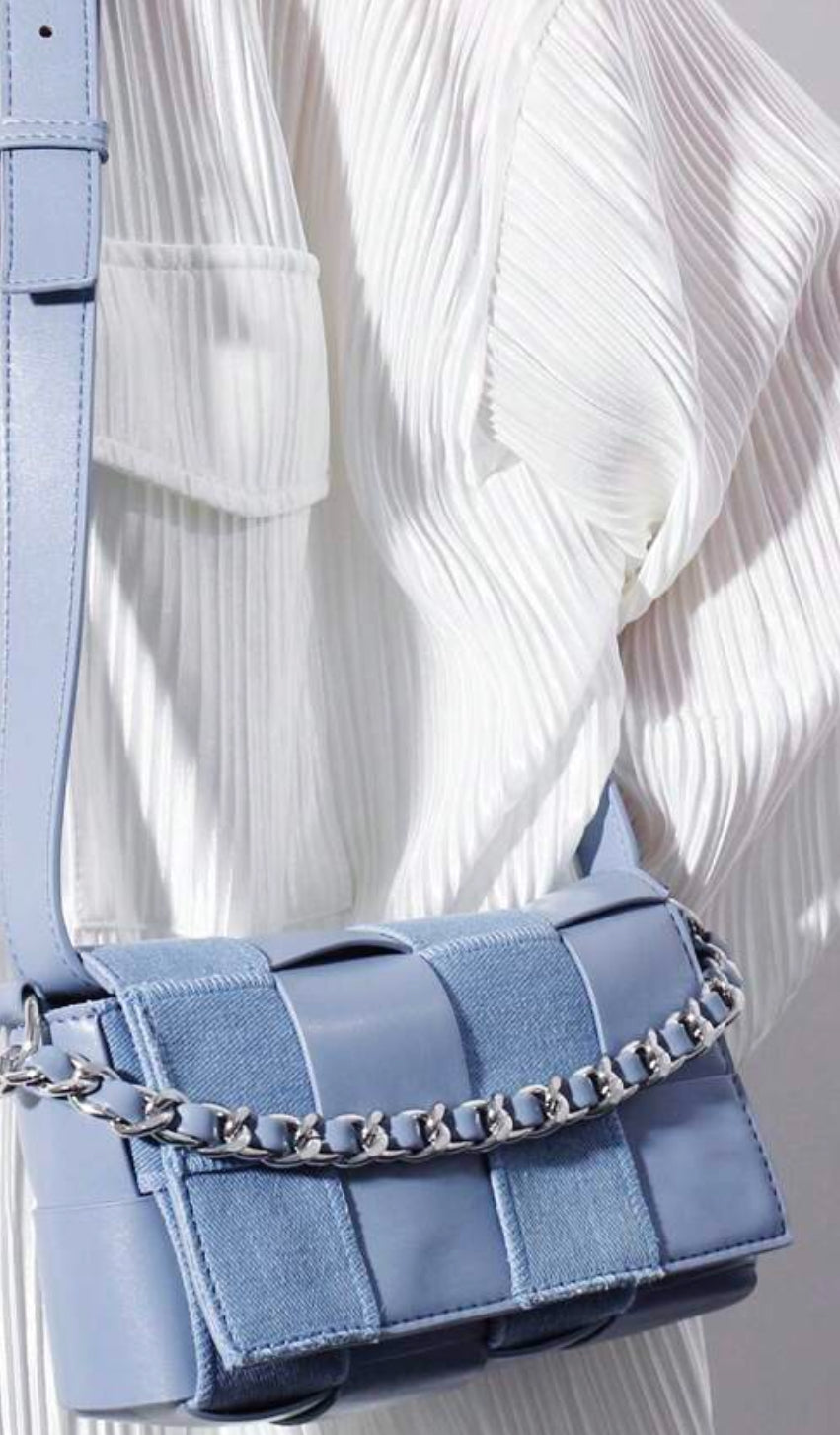 Denim Checkered Bag