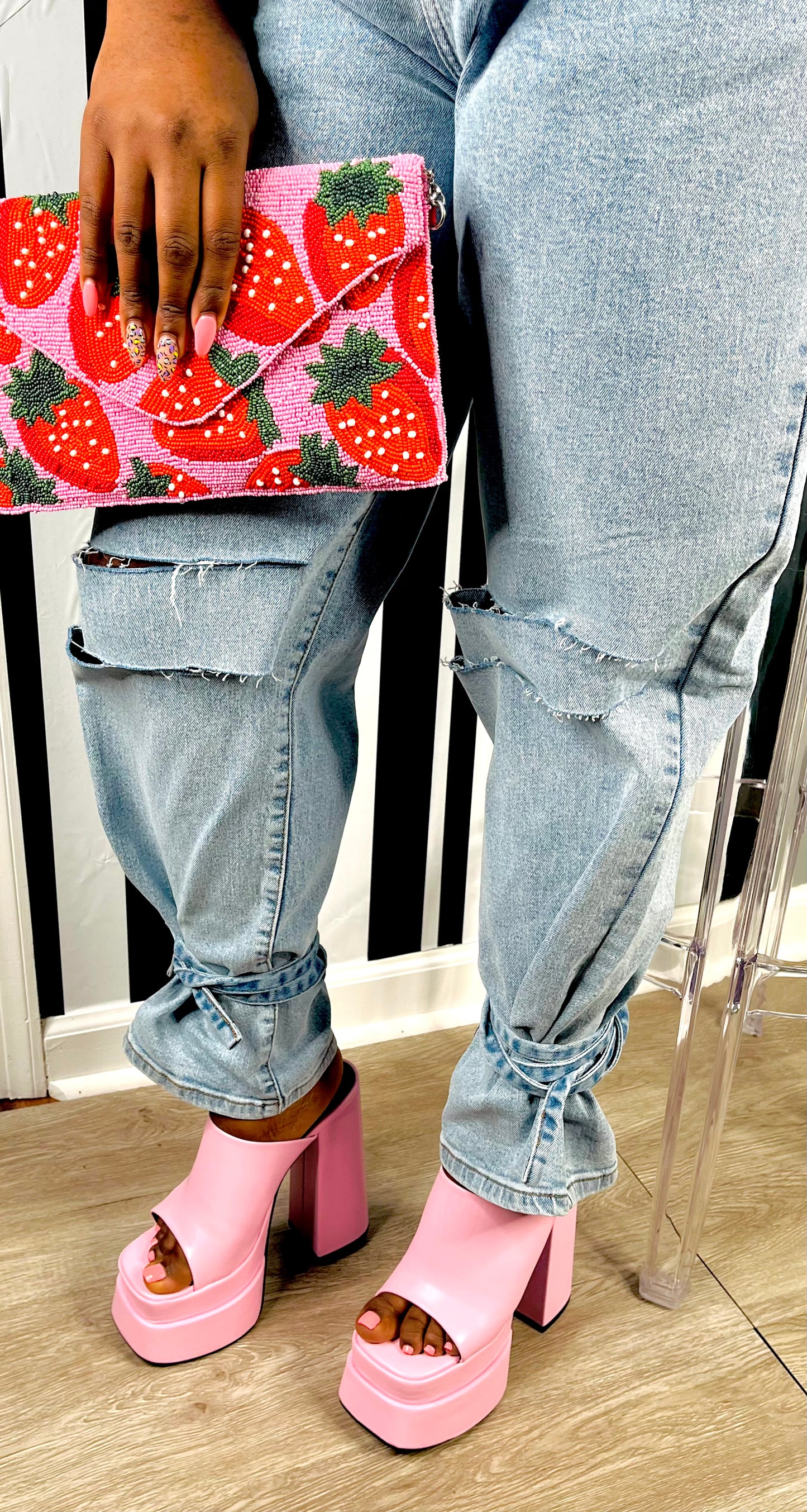 Aaliyah Chunky Heels (Pink)